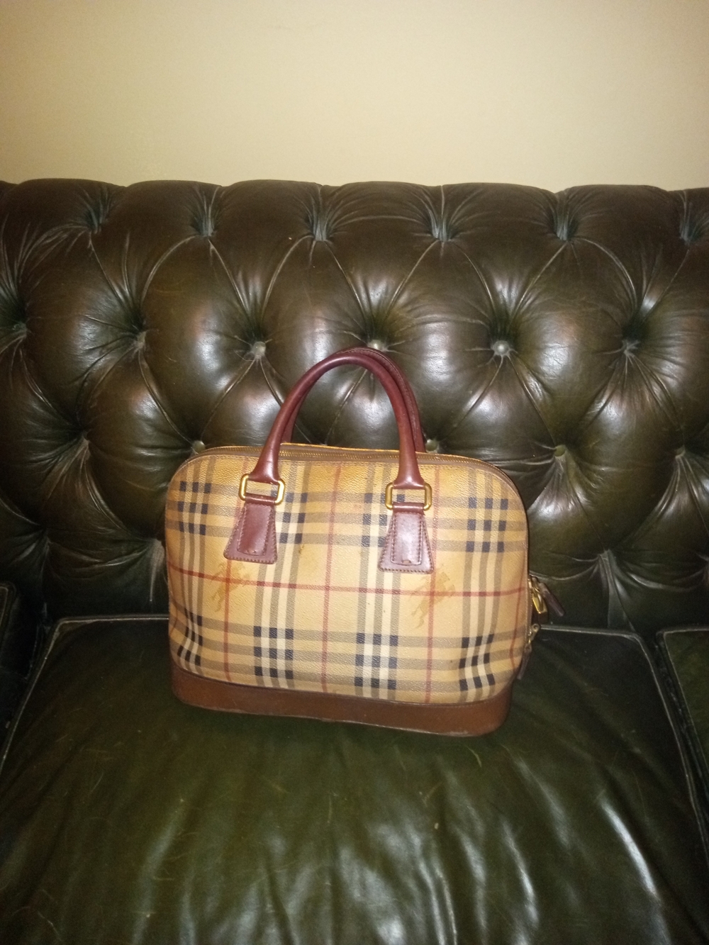 Classic Plaid Top-Handle Lady Bag in Tan and Brown